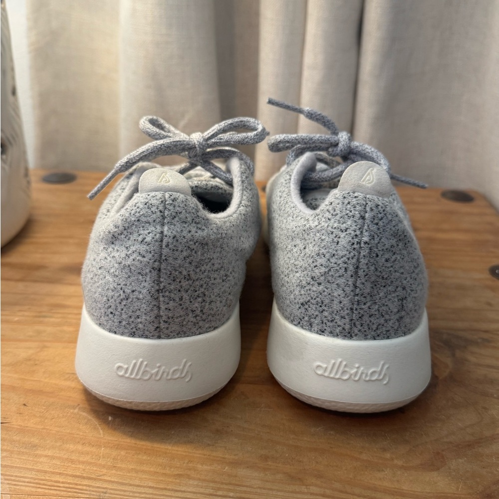 allbirds Women's Wool Runner in Light Gray and White - Picture 6 of 7